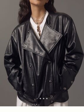 Pilcro Anthropologie faux black leather jacket size small